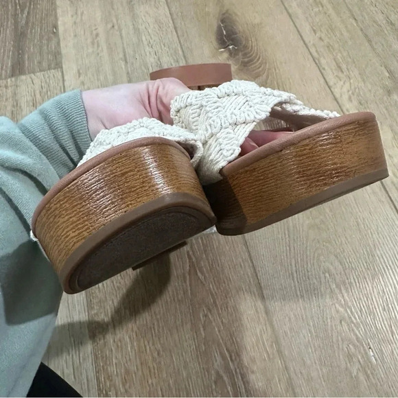 Lucky Brand BrownLeather Crochet Platform Sandal with Ankle Strap Sz 9.5 NWOT - Picture 12 of 12